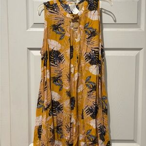 Floral Sleeveless Dress in Mustard and Navy